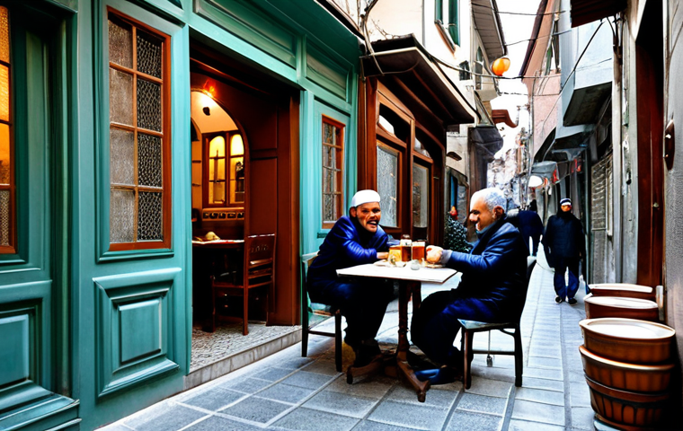 Istanbul Tea House**

"A cozy, traditional Turkish tea house in a quiet alleyway in Istanbul, filled with locals drinking tea, the owner is an elderly man with a kind smile, modest setting, fully clothed patrons, appropriate attire, safe for work, perfect anatomy, natural proportions, high quality, professional photography, family-friendly."

**