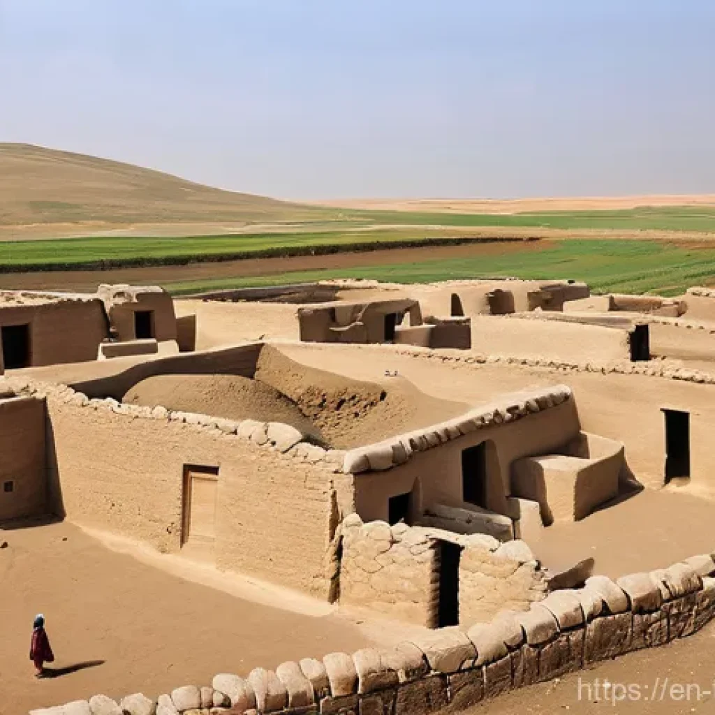 튀르키예의 과학사와 발명품 - **Prompt:** A vibrant scene depicting daily life in a meticulously organized Neolithic settlement in...