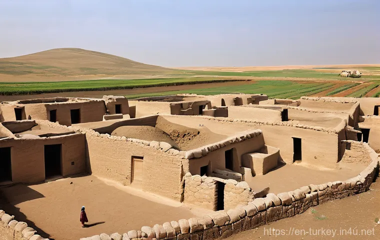 튀르키예의 과학사와 발명품 - **Prompt:** A vibrant scene depicting daily life in a meticulously organized Neolithic settlement in...