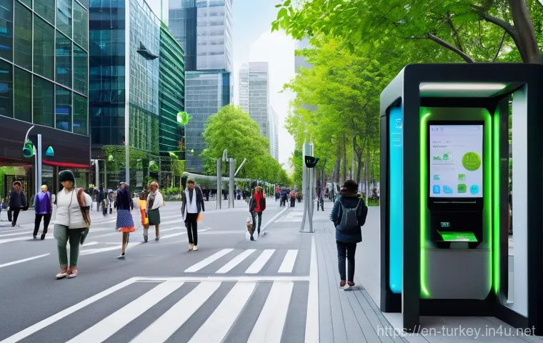 튀르키예 과학 기술 박람회 - **Prompt:** A vibrant, futuristic smart city bustling with diverse citizens of all ages, going about...