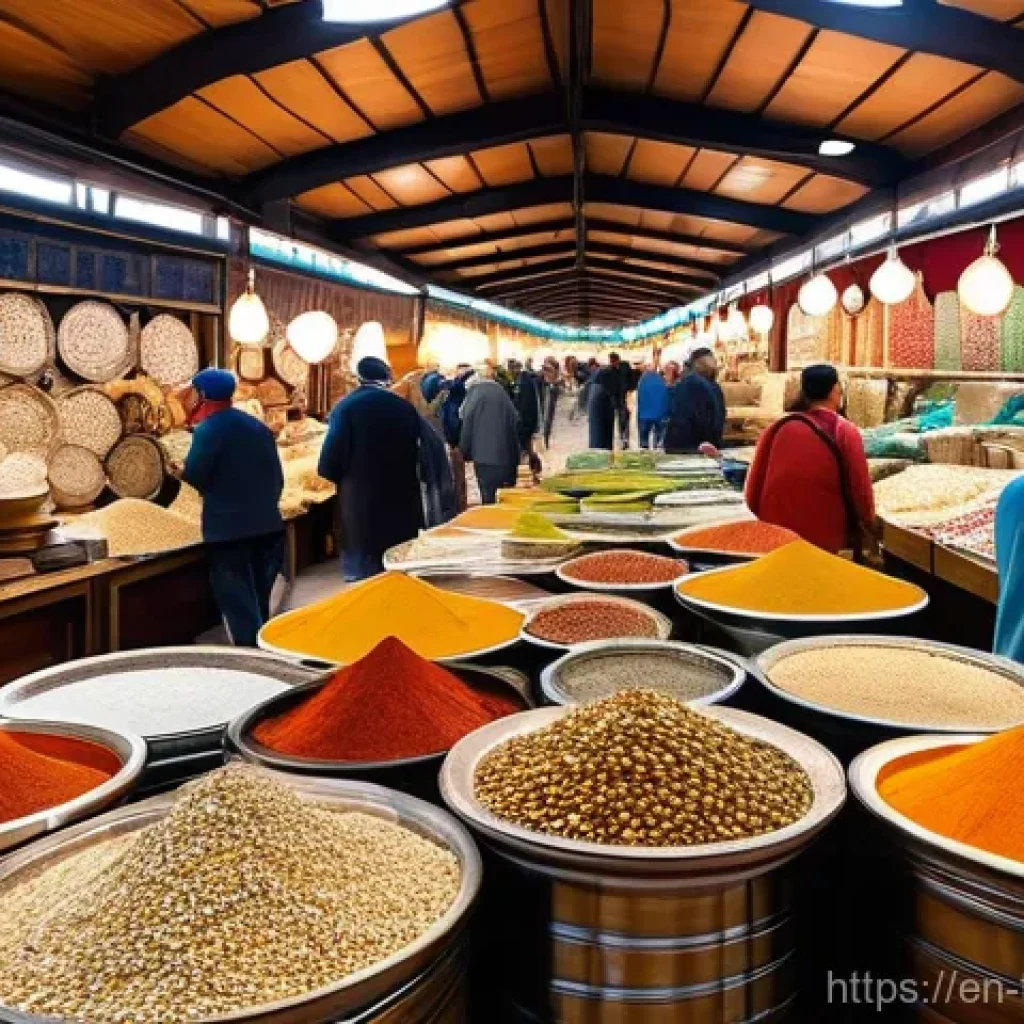 튀르키예 전통 시장 가이드 - **A Vibrant Turkish Grand Bazaar Scene:** A wide-angle, photorealistic shot capturing the bustling a...