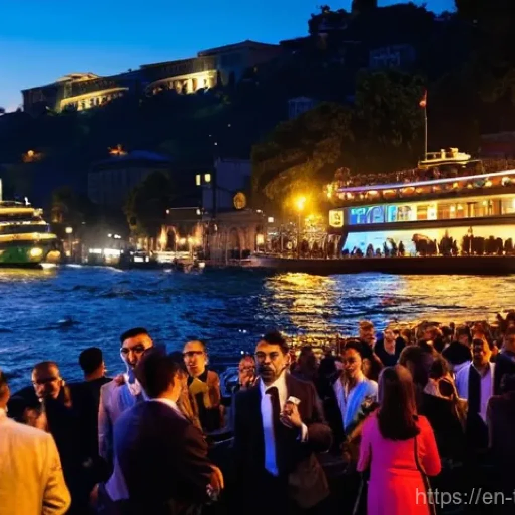 튀르키예 재즈 페스티벌 일정 - **"An enchanting evening scene at the Istanbul Jazz Festival. A diverse and elegantly dressed crowd,...
