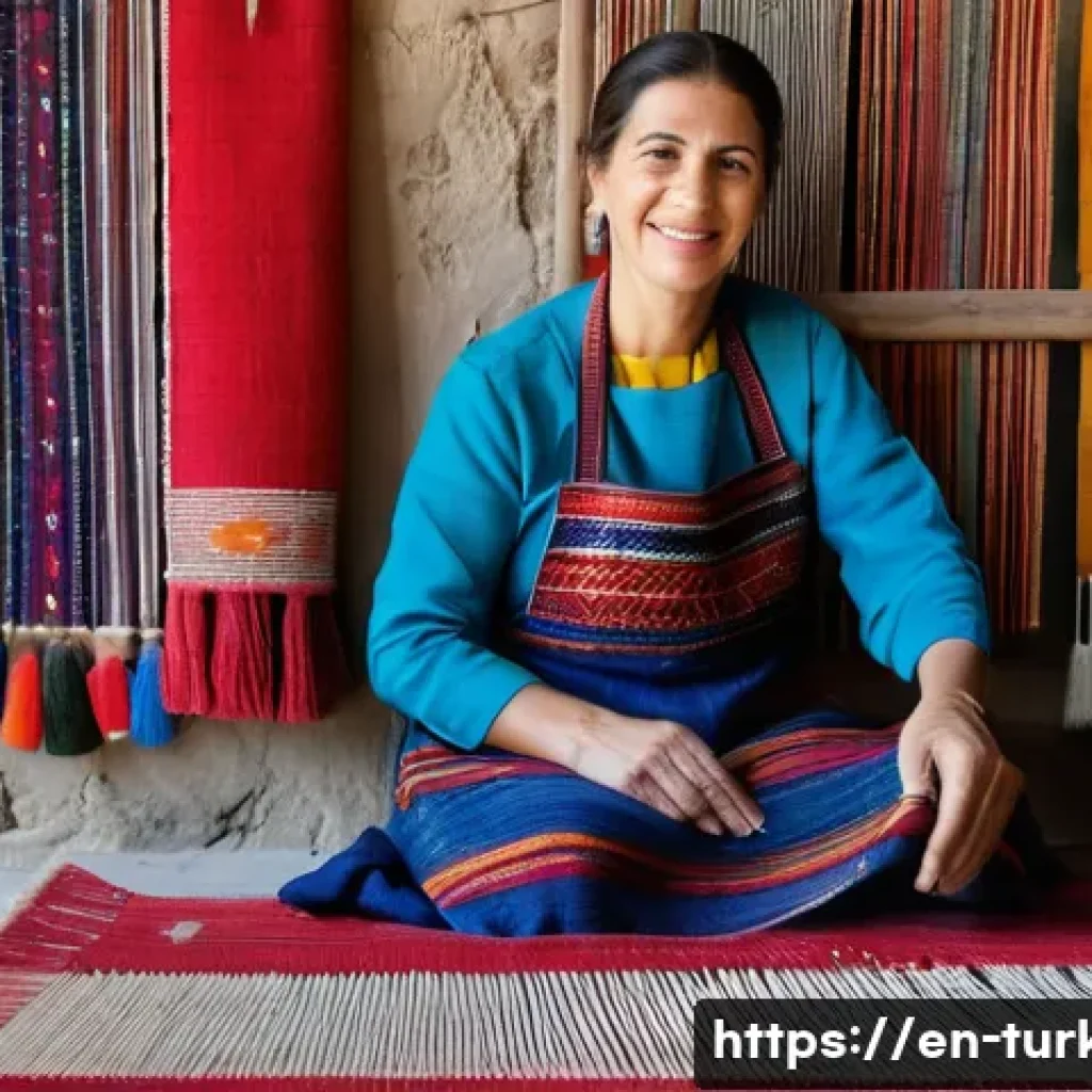 튀르키예 전통 직조 방식 - A detailed scene of a traditional Turkish weaving workshop inside a rustic Anatolian home, featuring...