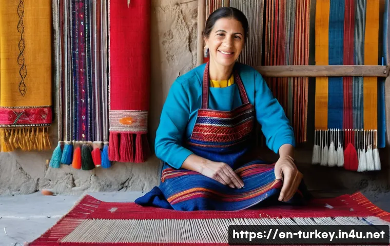 튀르키예 전통 직조 방식 - A detailed scene of a traditional Turkish weaving workshop inside a rustic Anatolian home, featuring...