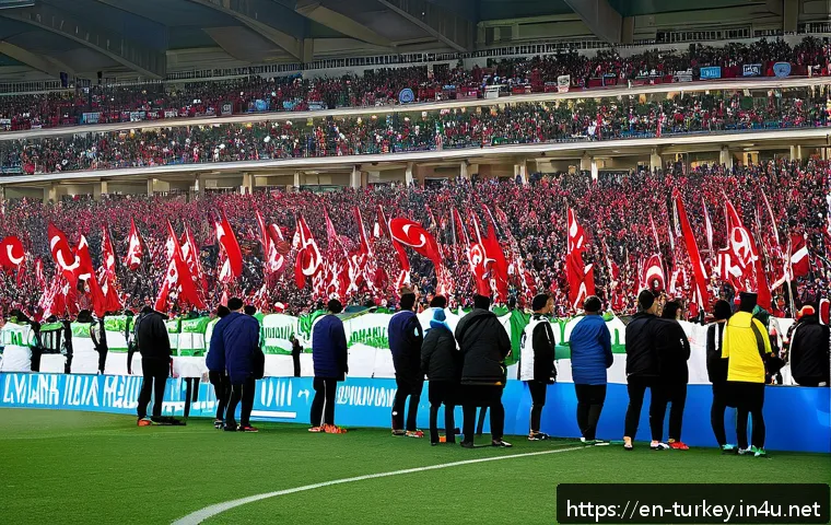 튀르키예의 국민 스포츠와 경기장 - A vibrant scene outside the Atat&uuml;rk Olympic Stadium in Istanbul on a match day, showcasing a diverse...